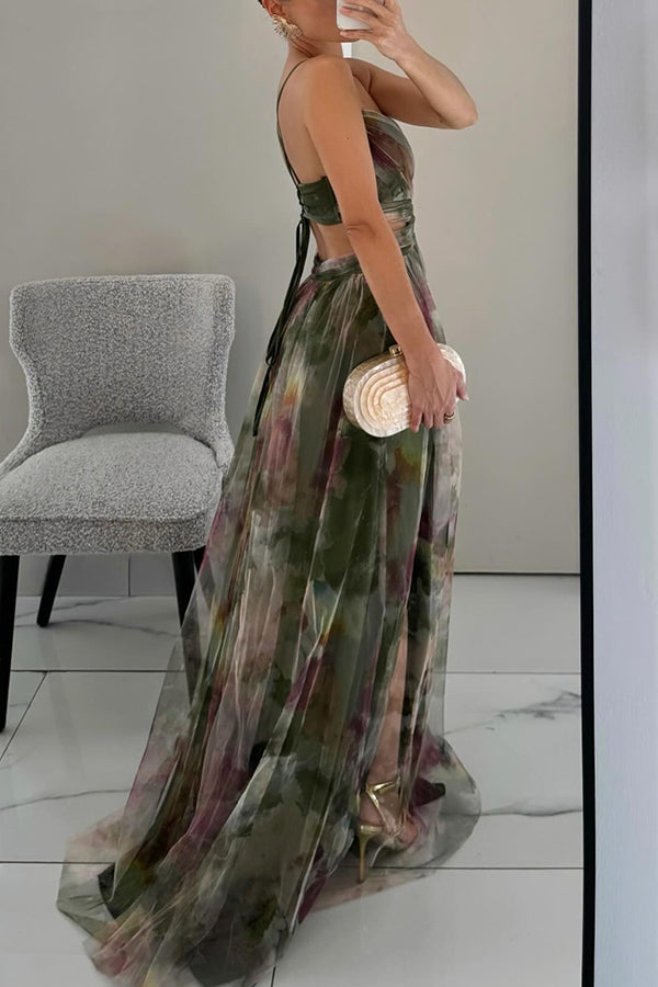 Marceline  - Elegant Painted Floral Maxi Dress