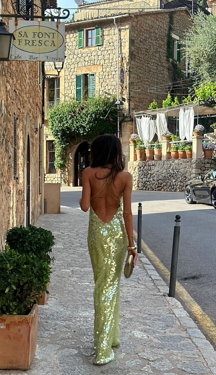 Harper - Sparkling Green Sequin Maxi Dress