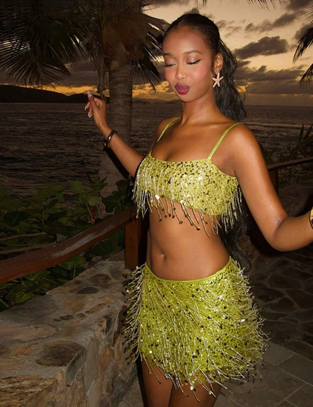 Leilani - Glamorous 2-Piece Beaded Fringe Set