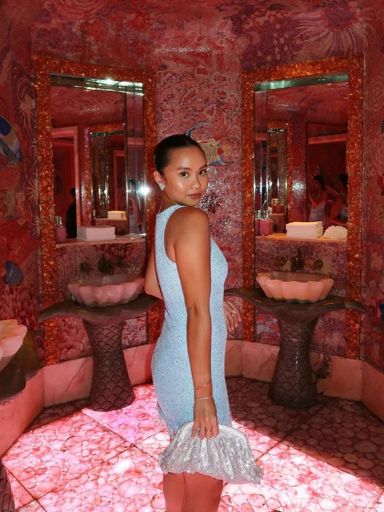 Delilah - Tassel Patchwork Hollow-Out Mini Dress