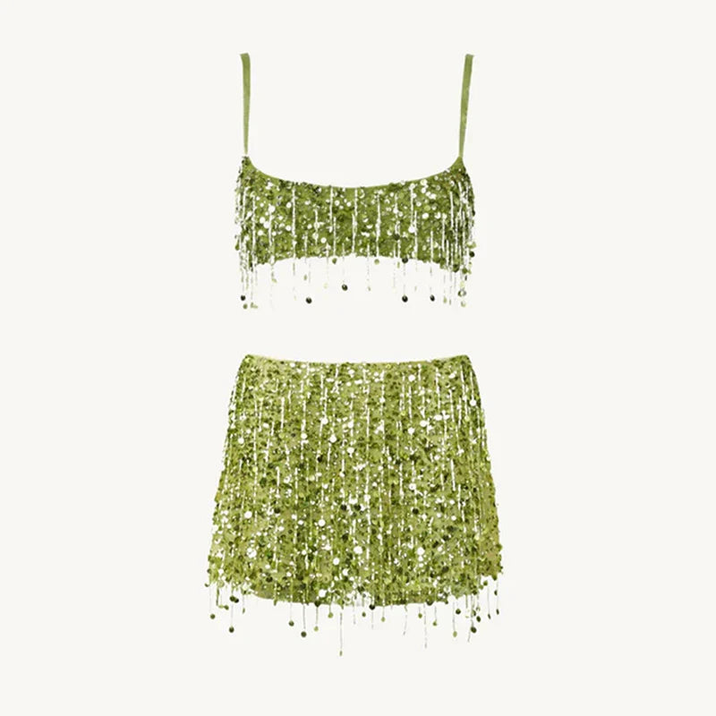 Leilani - Glamorous 2-Piece Beaded Fringe Set