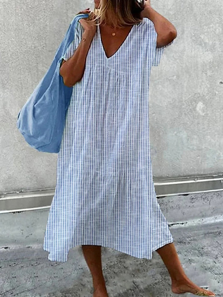 Monika™ - STRIPED MIDI DRESS WITH ELEGANT SILHOUETTE