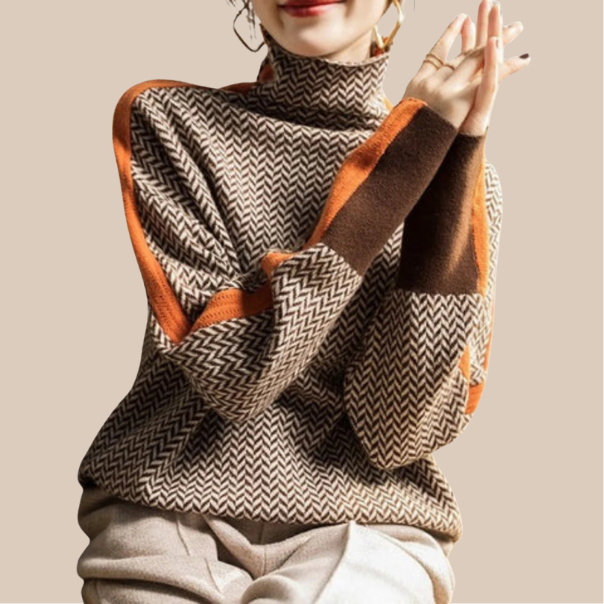 Micha Stripe Cotton Sweater in Cashew/Off White main image 1