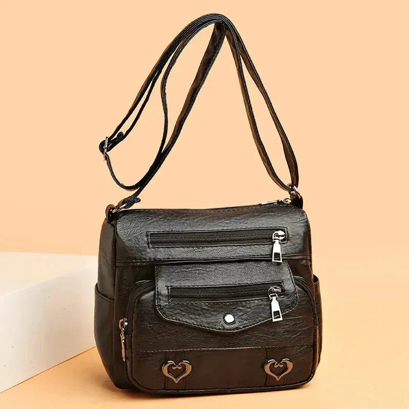 Lux - Trendy Heart Accent Crossbody Bag