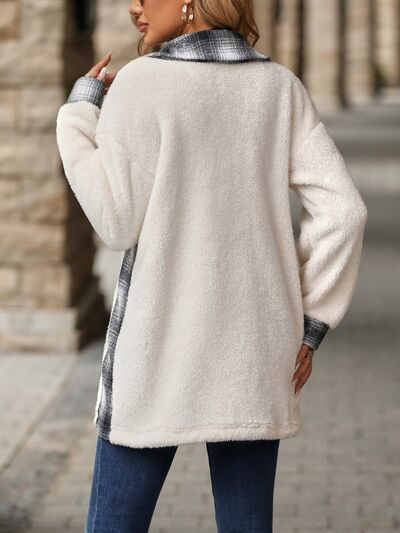 Amy | Plaid Contrast Dropped Shoulder Coat