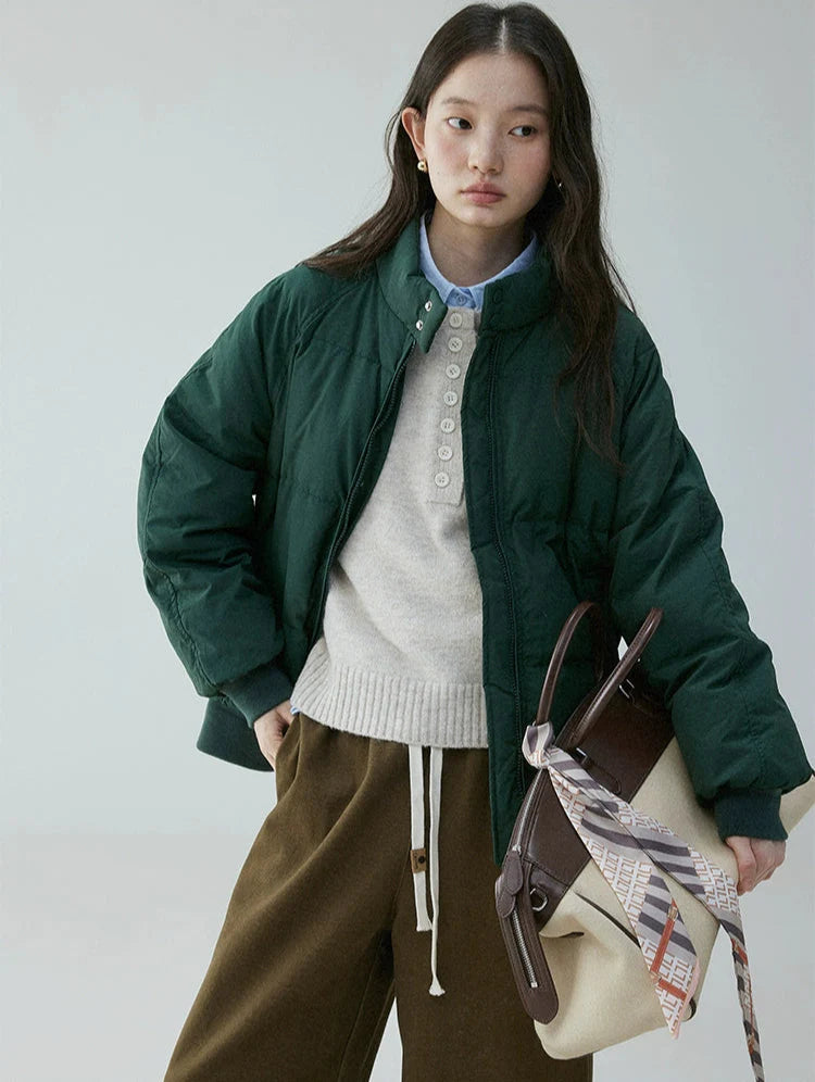 Rhea | High Button-Collar Puffer Jacket