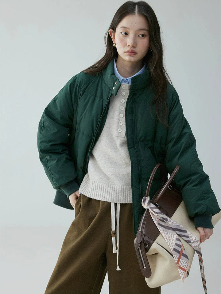 Rhea | High Button-Collar Puffer Jacket