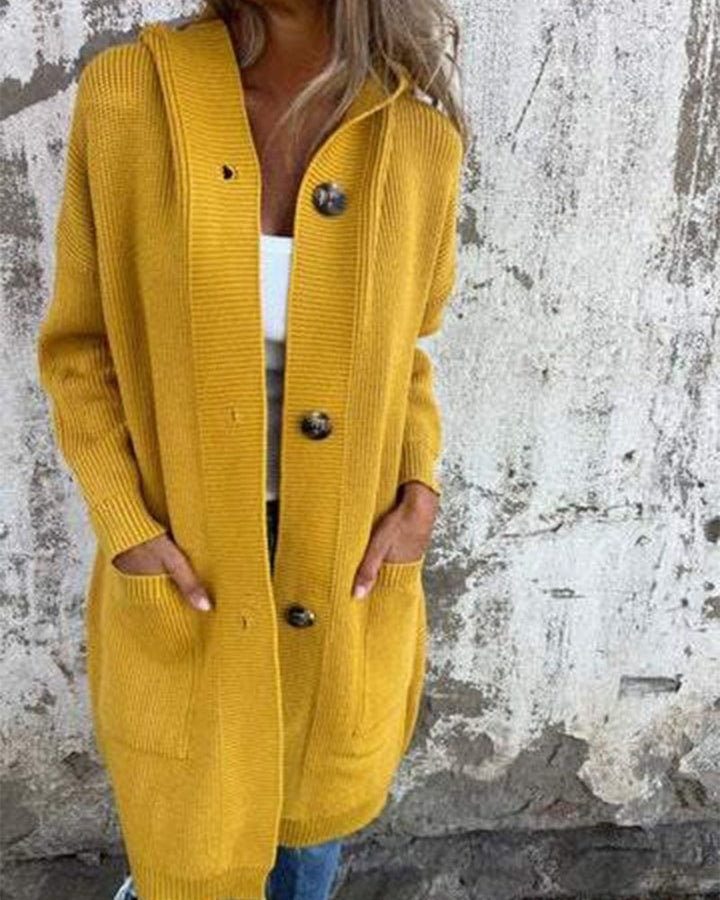 LILIBETH - HOODED KNIT COAT WITH POCKETS