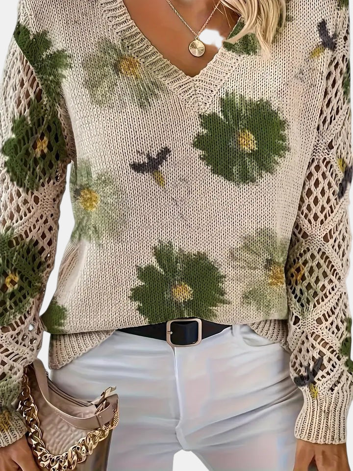 YASMIN - LOVELY BLOSSOM KNIT SWEATER