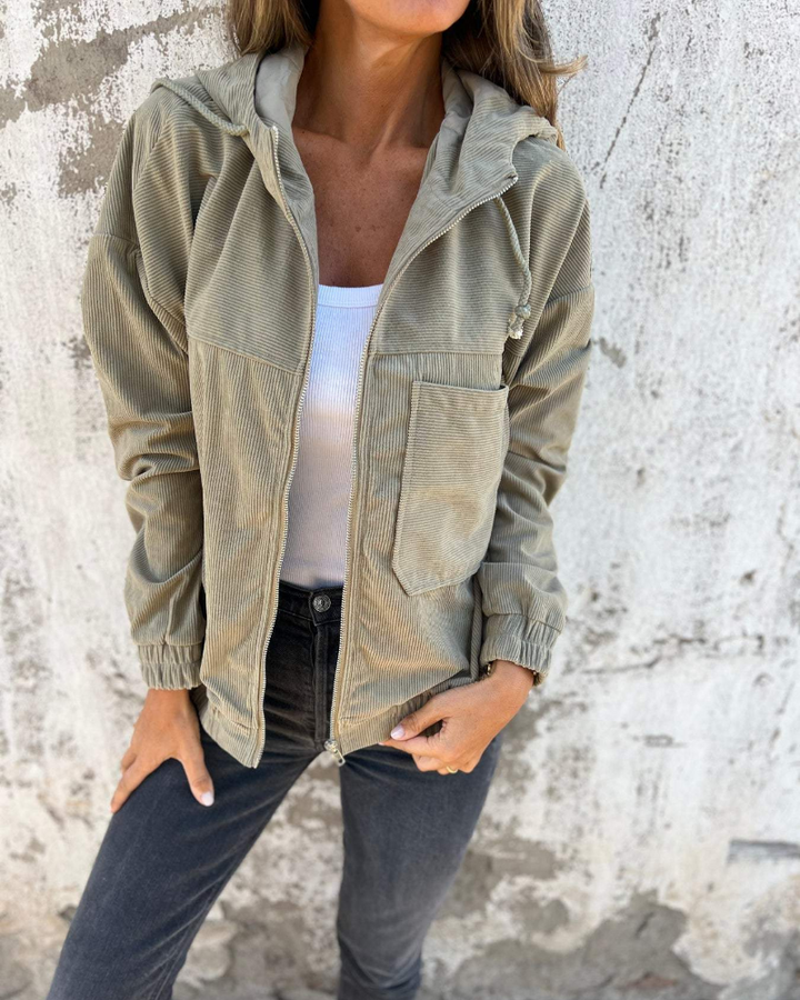 KELLY - CORDUROY HOODED DRAWSTRING JACKET