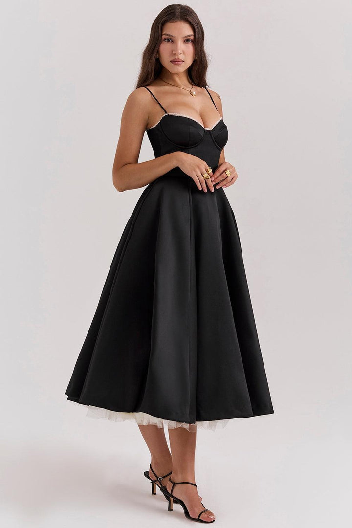 BRIGGITE - FIT AND FLARE BUSTIER TEA DRESS