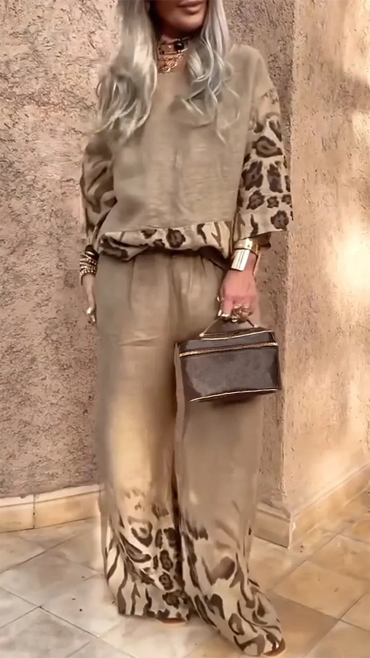 DARCY - LEOPARD COTTON LINEN CASUAL SET