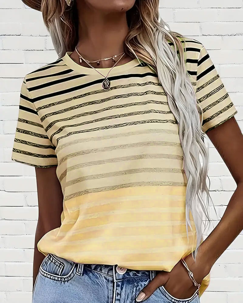 CAMILA - STRIPED CREW NECK T-SHIRT