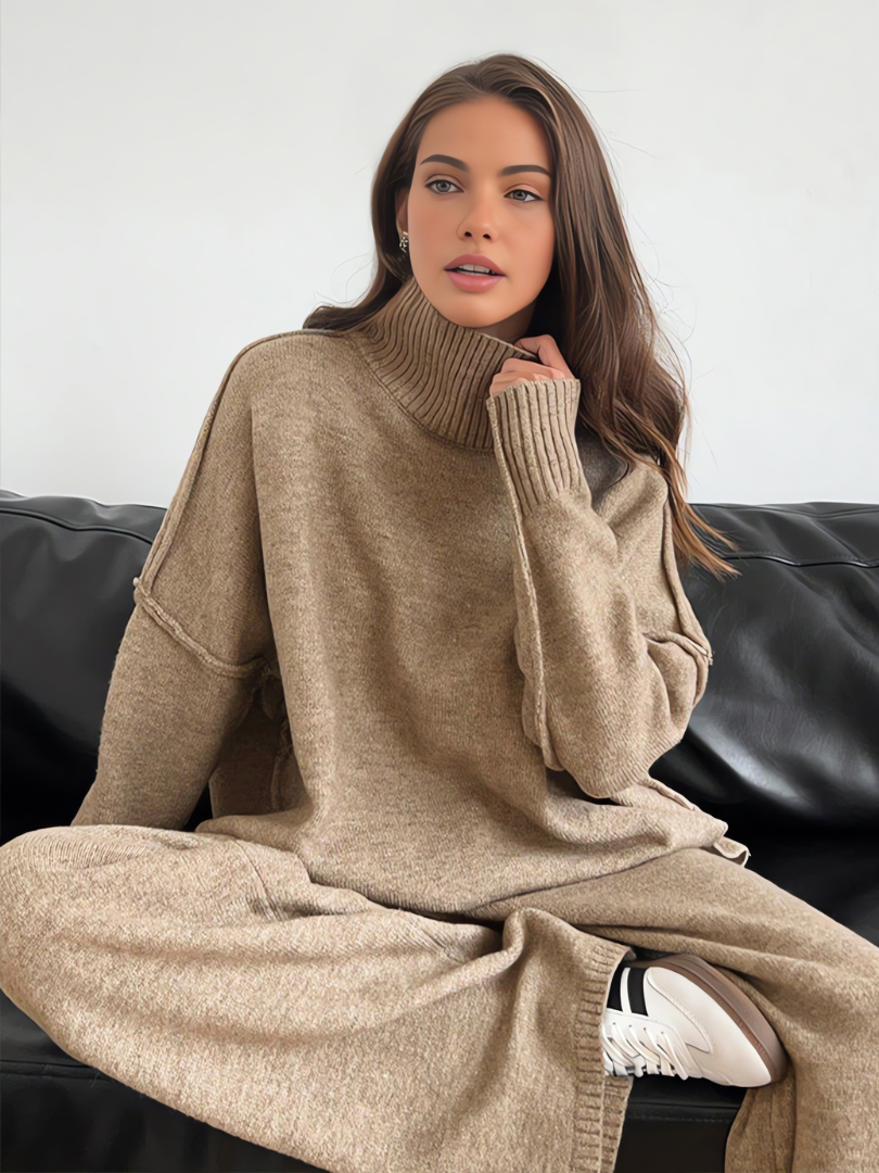 LAURIE - PLAIN TURTLENECK SWEATER & PANTS SET