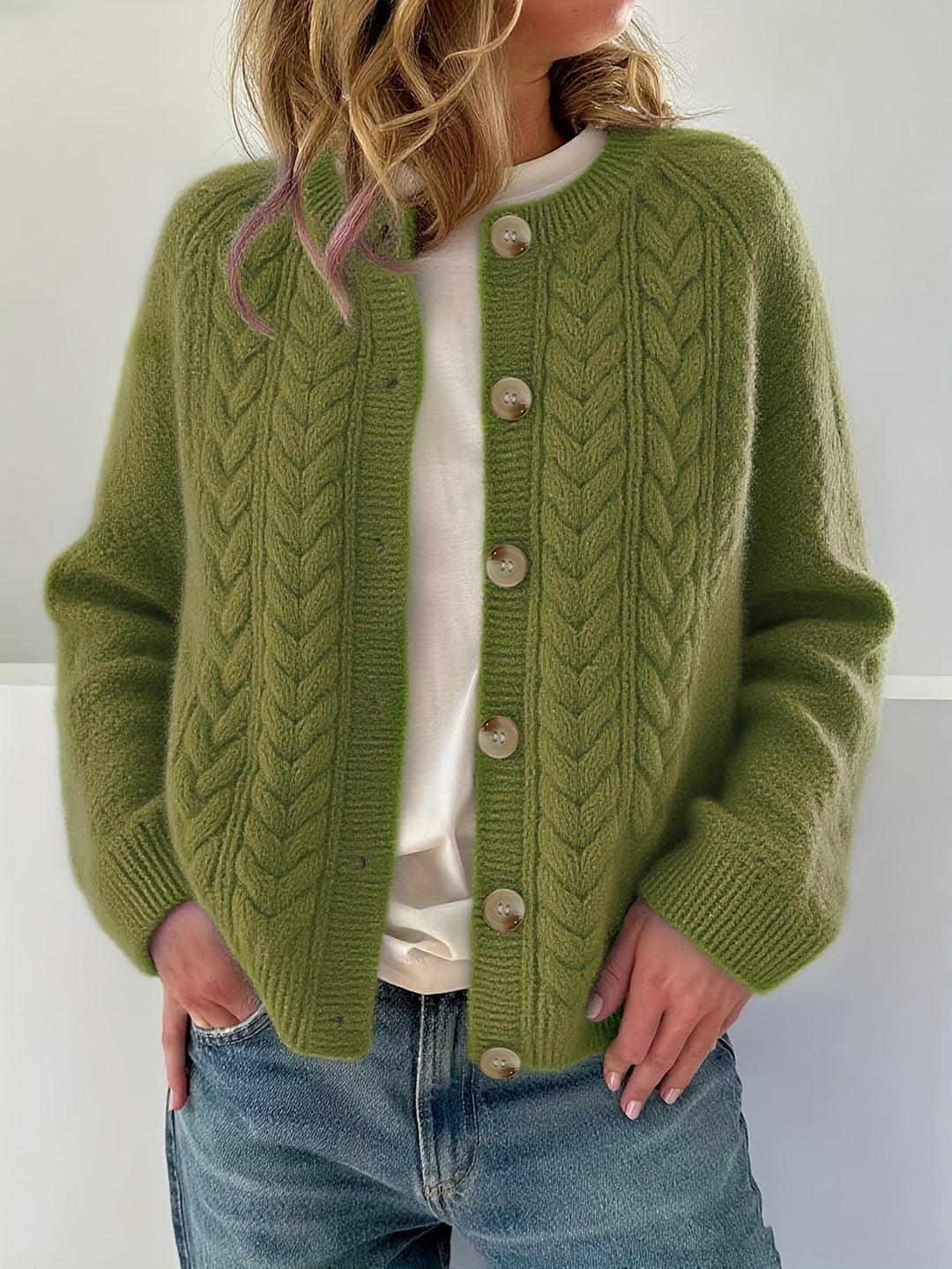 AMETHYST - CHIC BRAIDED STITCH CARDIGAN