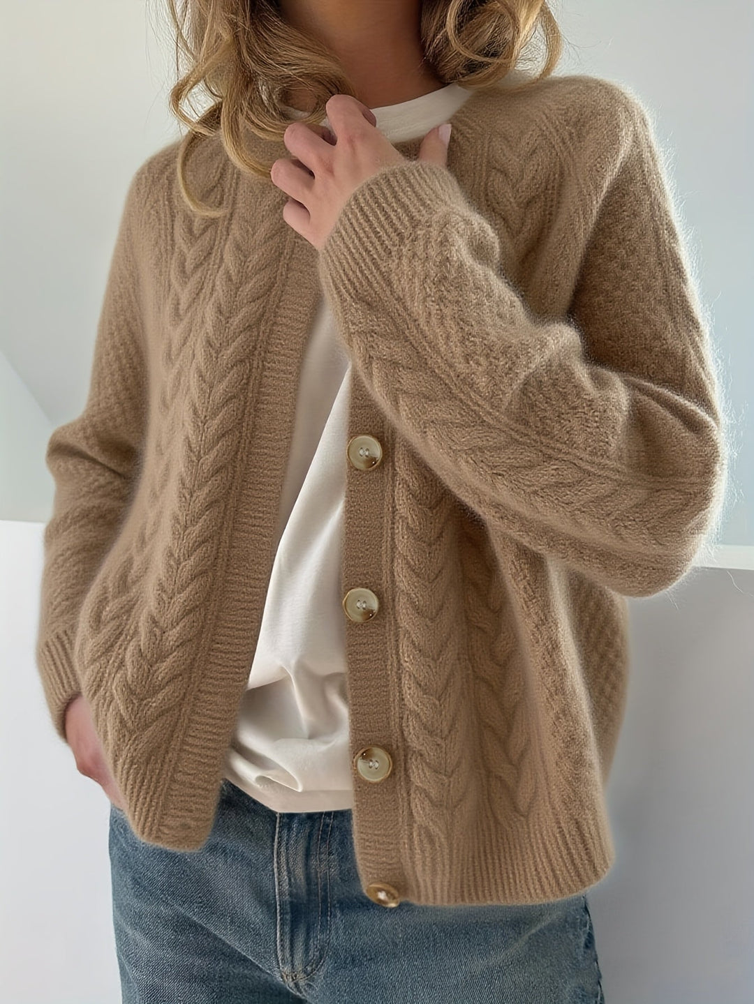AMETHYST - CHIC BRAIDED STITCH CARDIGAN