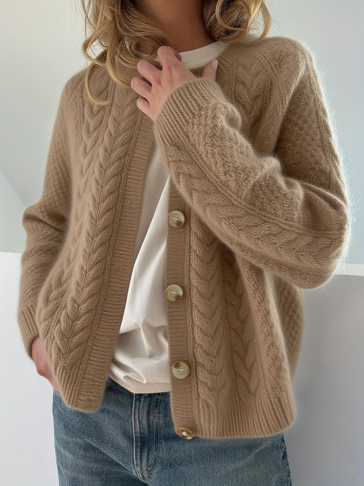 AMETHYST - CHIC BRAIDED STITCH CARDIGAN
