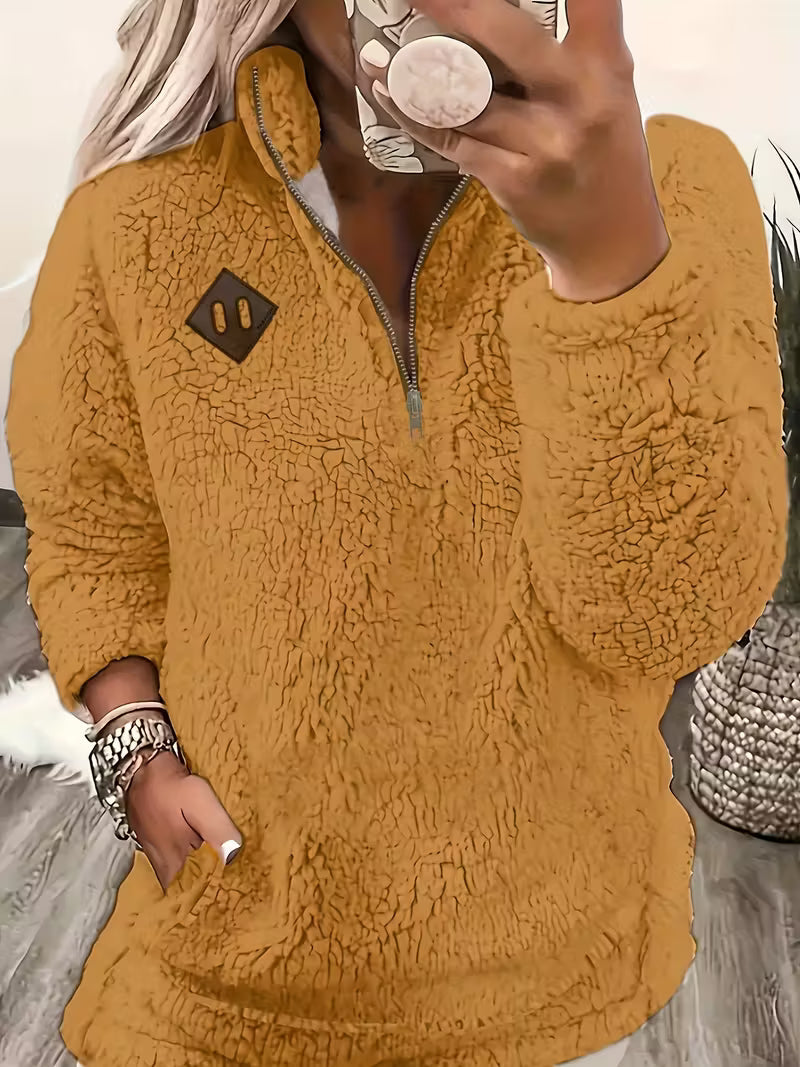 KORI - VELVET FEEL ZIP-UP SWEATER