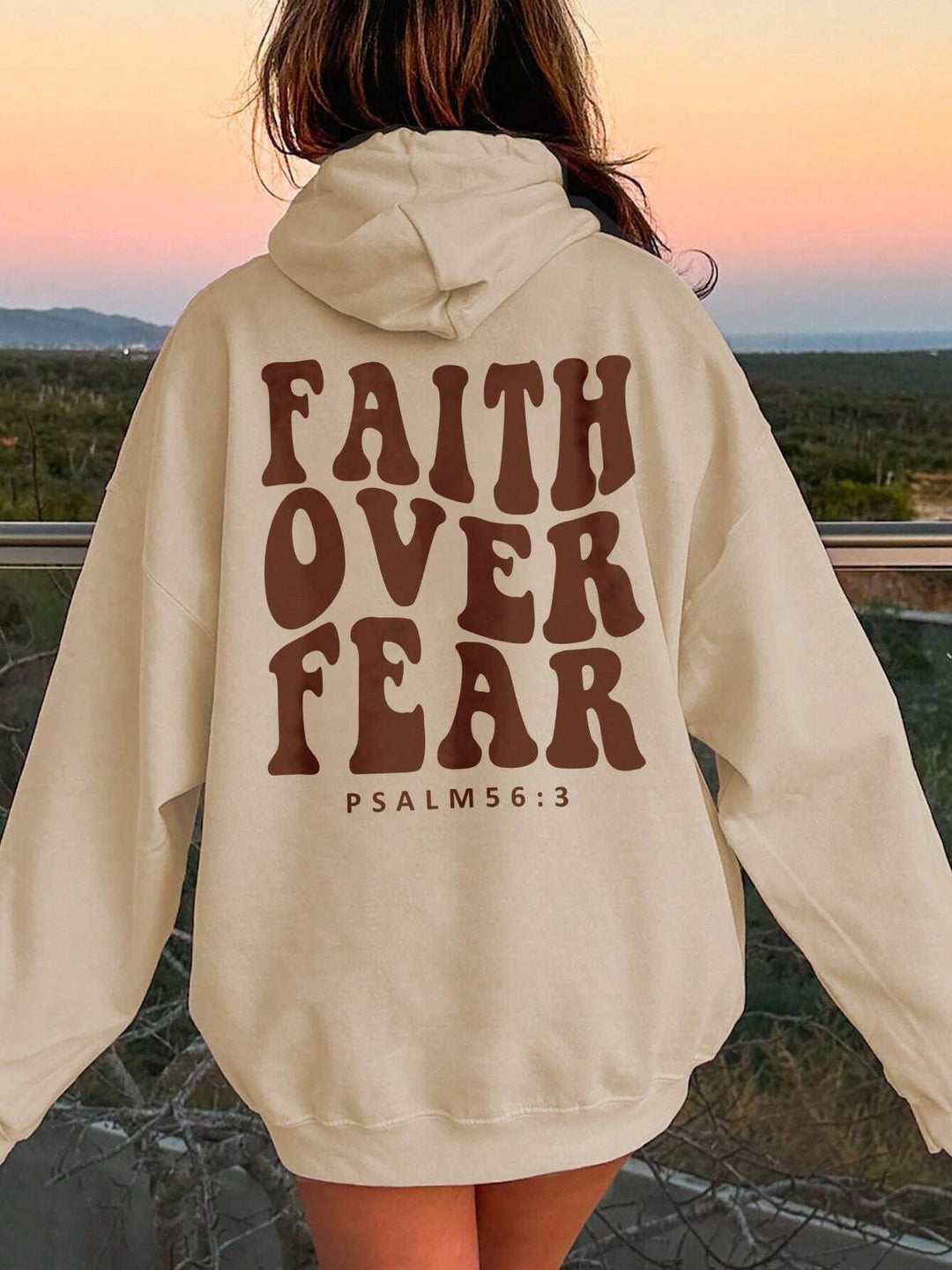 FAITH OVER FEAR Women's Dropped Shoulder Hoodie