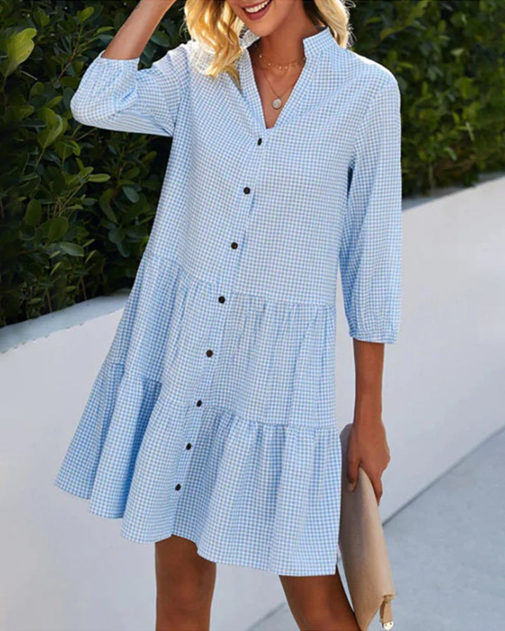 Édith™ - LIGHTWEIGHT CHECKED SUMMER DRESS WITH FLATTERING FIT