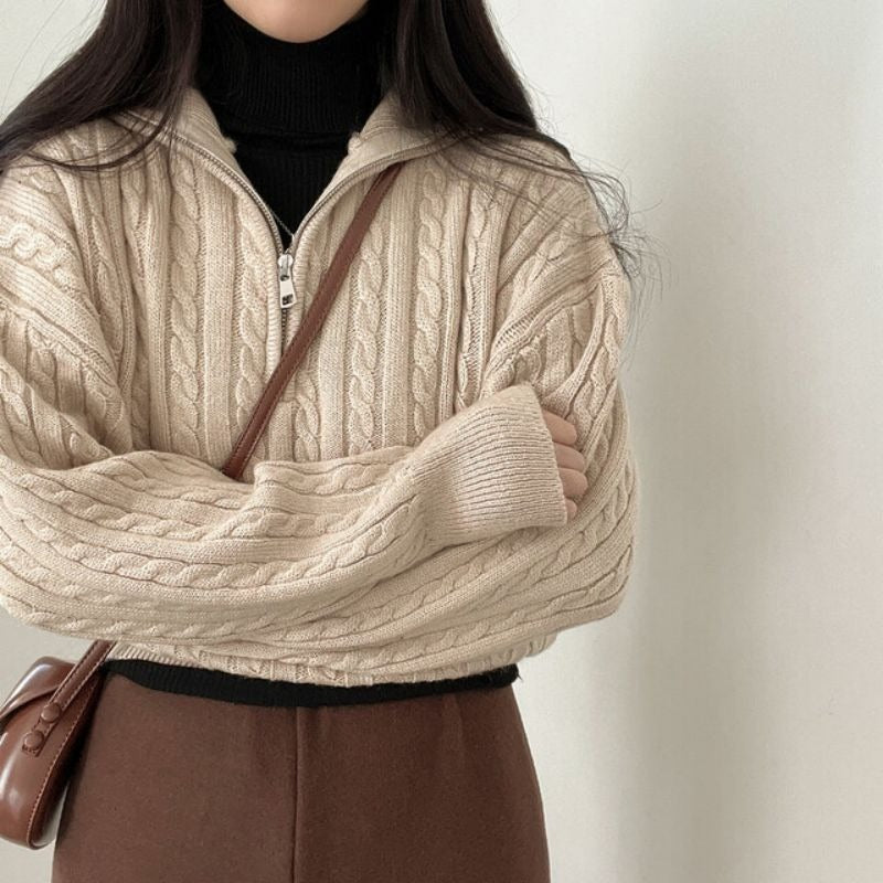 Fiona | Cotton Half Zip Sweater