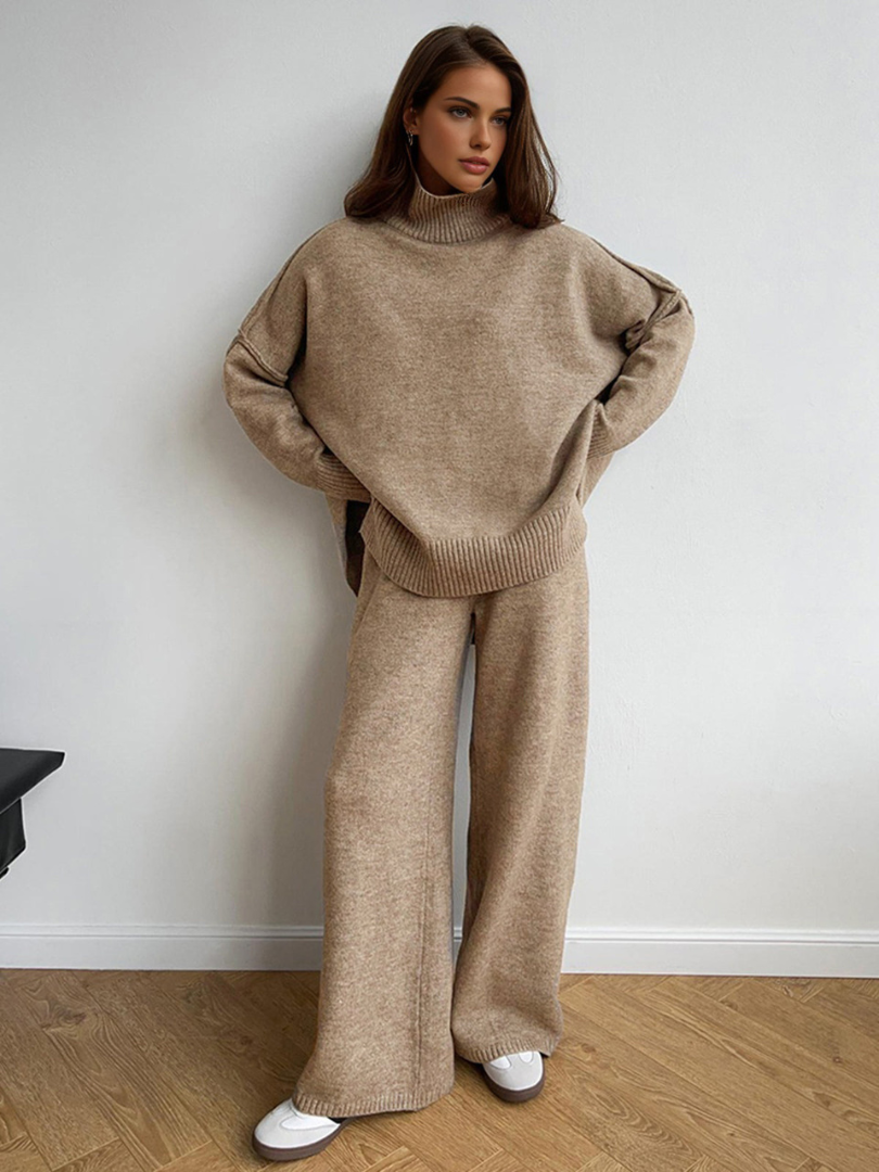 LAURIE - PLAIN TURTLENECK SWEATER & PANTS SET