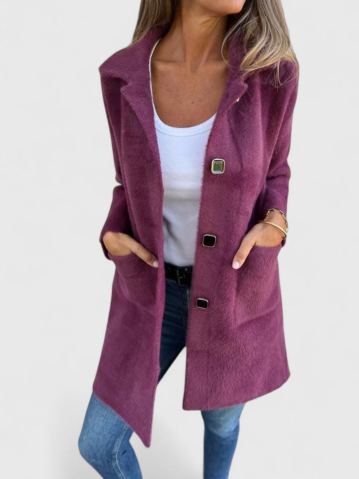ASHTINE - CHIC VELVETY WINTER COAT