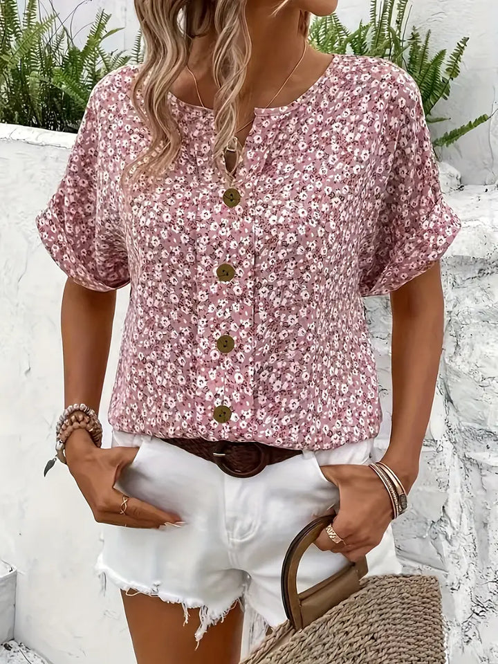 FLORENCE™ - FLORAL PRINT TUMMY-COVER BLOUSE