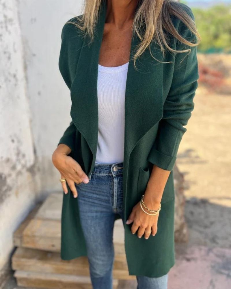 SALVEO - GENTLE FABRIC COLLARED CARDIGAN