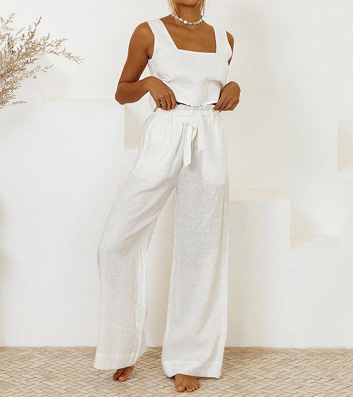 Evelyne | Luxe Minimalist Top & Wide-Leg Pants Set