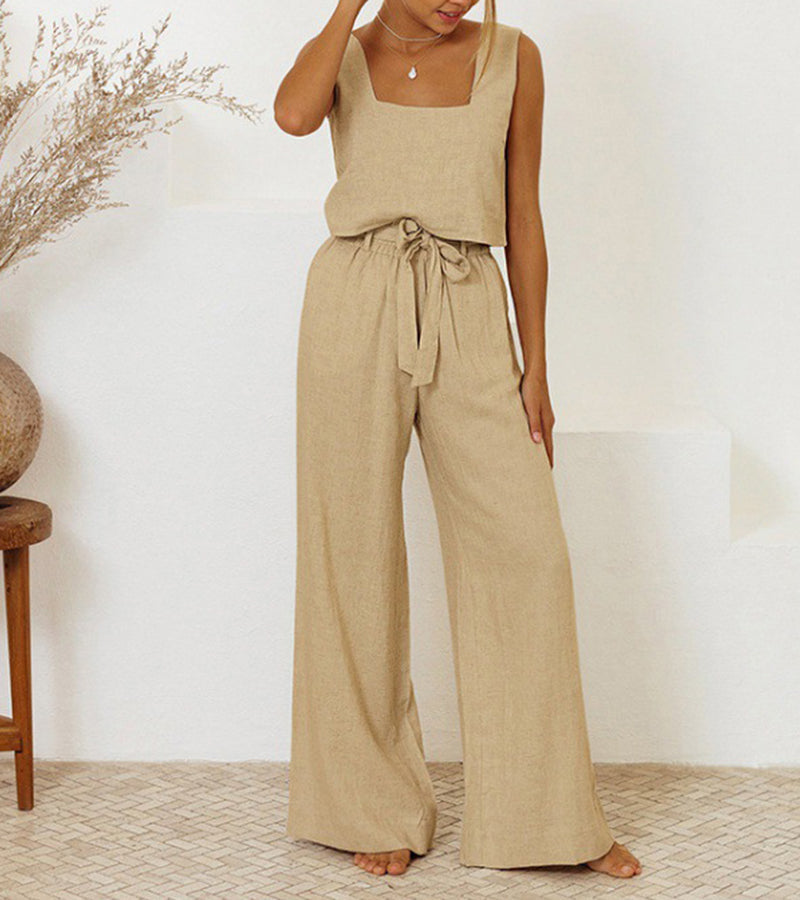 Evelyne | Luxe Minimalist Top & Wide-Leg Pants Set