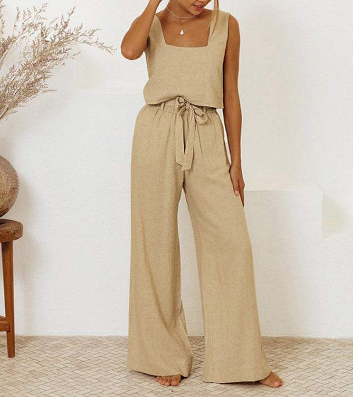 Evelyne | Luxe Minimalist Top & Wide-Leg Pants Set