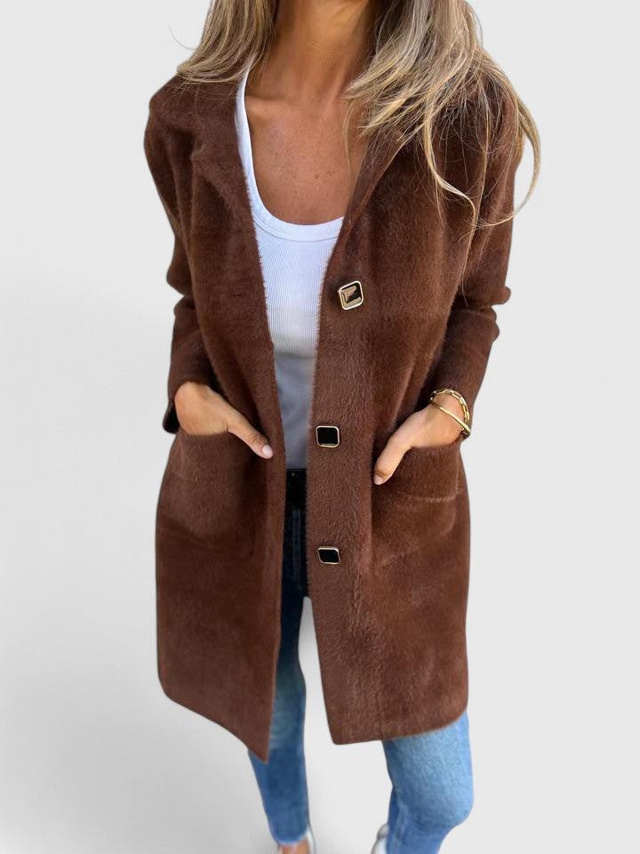 ASHTINE - CHIC VELVETY WINTER COAT