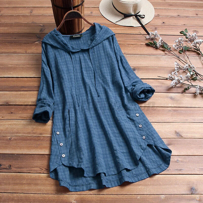 MARGERYN - HOODED LONG SLEEVE DRESS