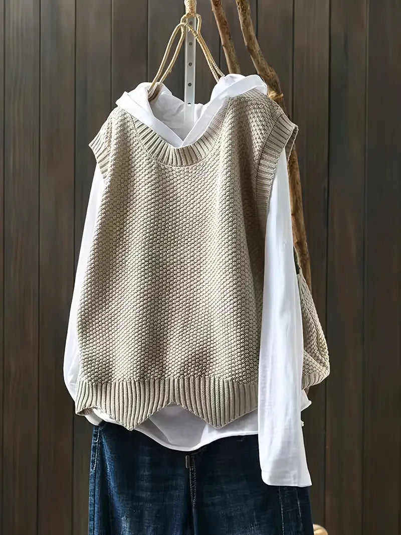 CATRIONA -  CREWNECK SLEEVELESS SWEATER