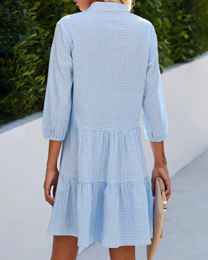 Édith™ - LIGHTWEIGHT CHECKED SUMMER DRESS WITH FLATTERING FIT