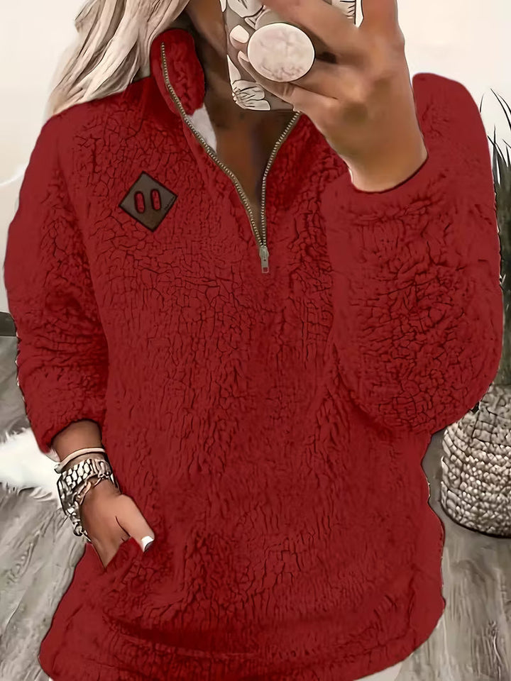 KORI - VELVET FEEL ZIP-UP SWEATER