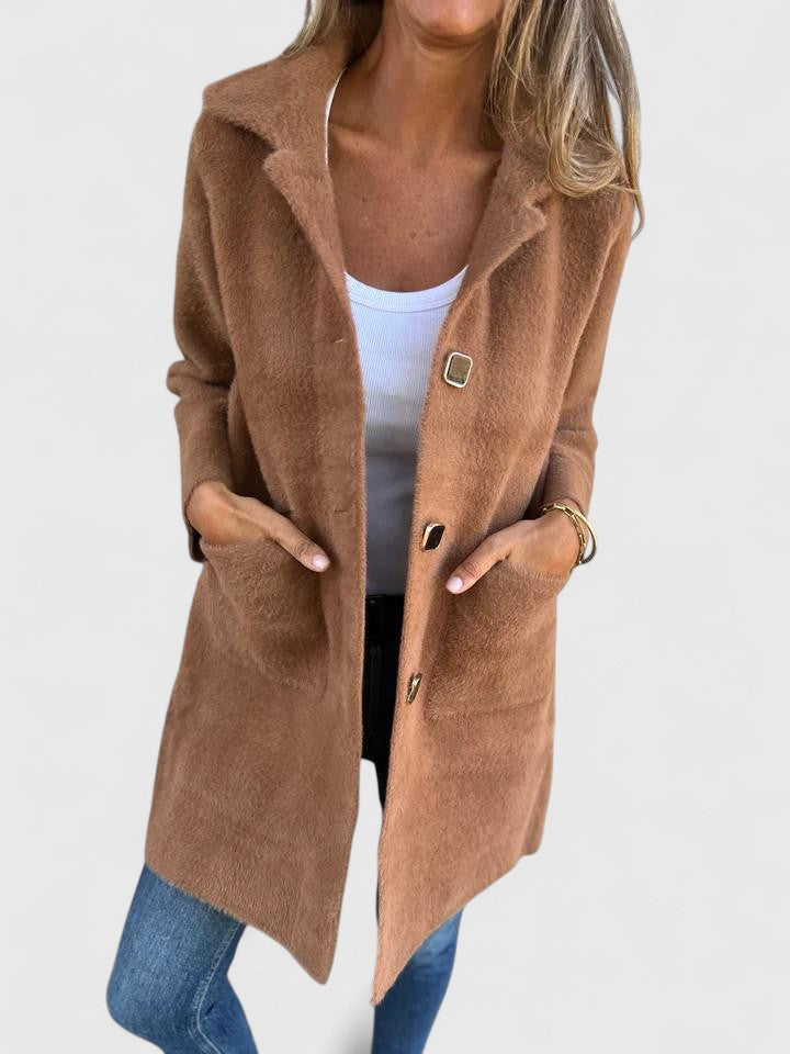 ASHTINE - CHIC VELVETY WINTER COAT