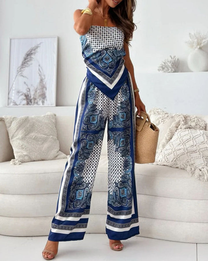 KYRA -TRENDY LACE-UP VEST & PANTS SET