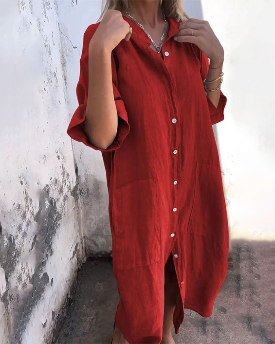 Mellie™ - CASUAL ANKLE-LENGTH SHIRT DRESS WITH EFFORTLESS STYLE