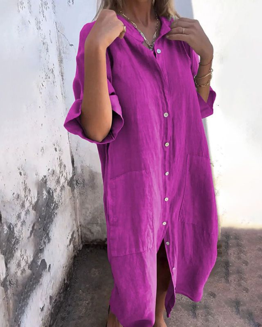 Mellie™ - CASUAL ANKLE-LENGTH SHIRT DRESS WITH EFFORTLESS STYLE