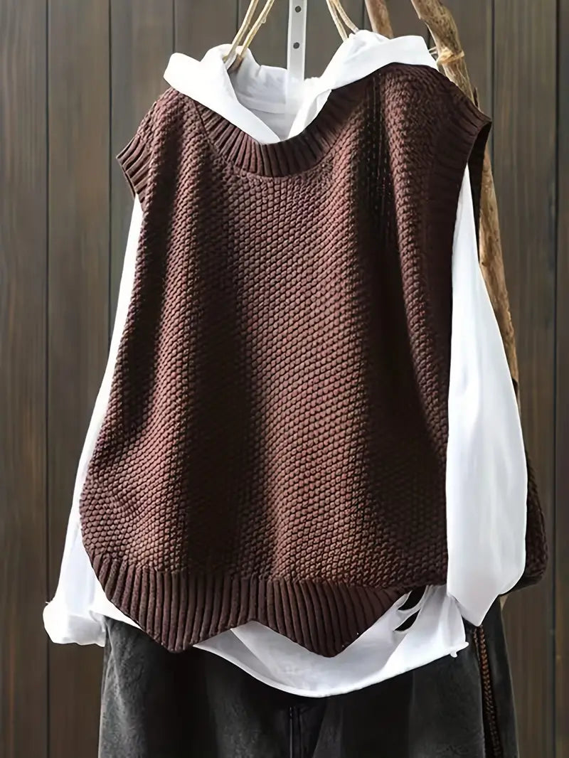 CATRIONA -  CREWNECK SLEEVELESS SWEATER