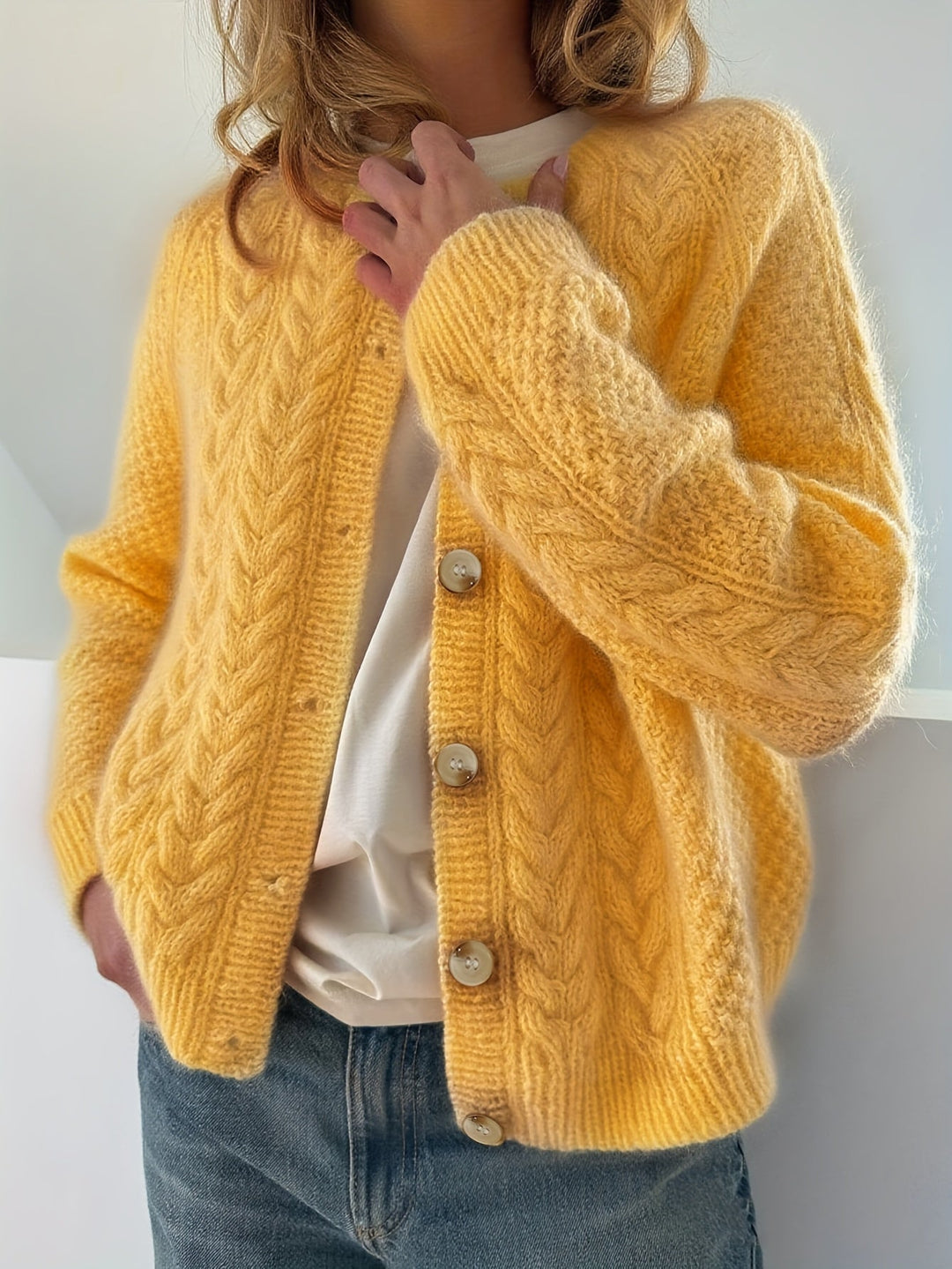 AMETHYST - CHIC BRAIDED STITCH CARDIGAN