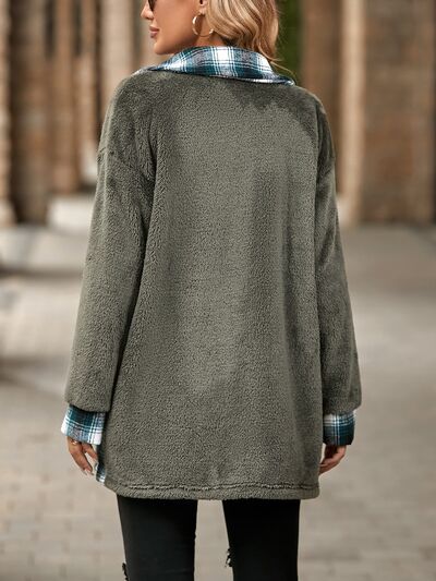 Amy | Plaid Contrast Dropped Shoulder Coat