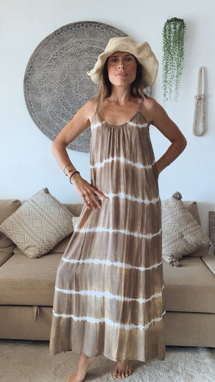 CLARITA - SUMMER SHORELINE BEIGE DRESS