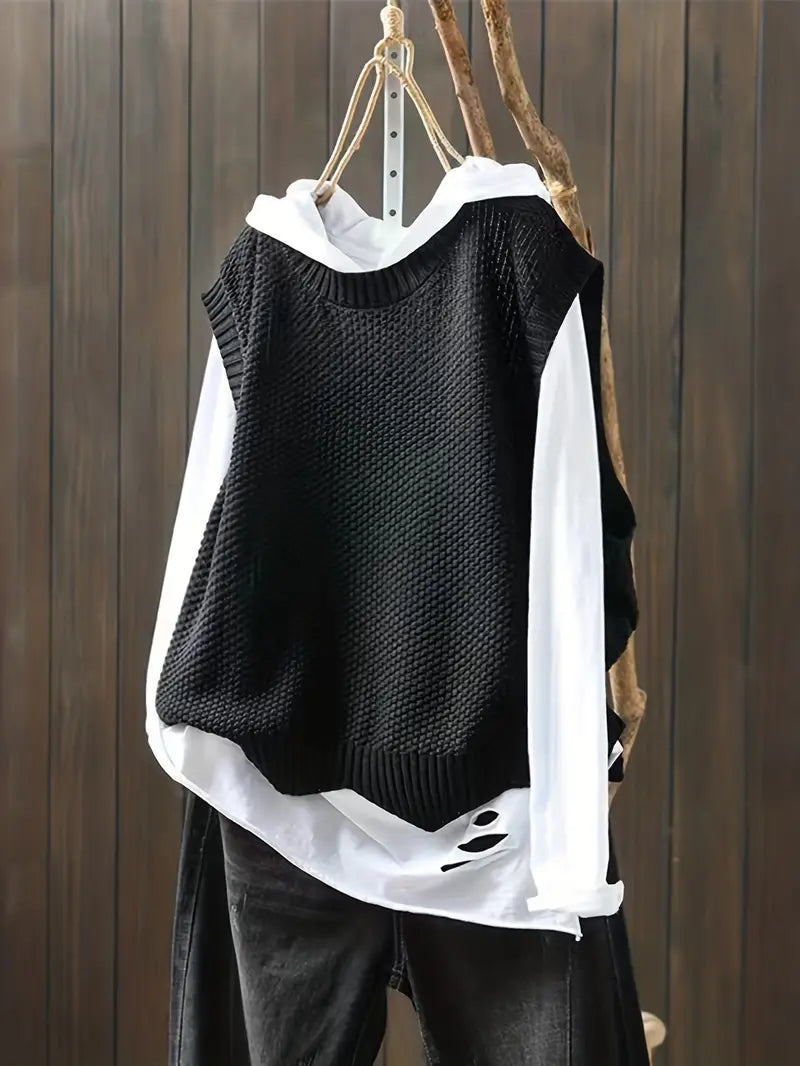 CATRIONA -  CREWNECK SLEEVELESS SWEATER