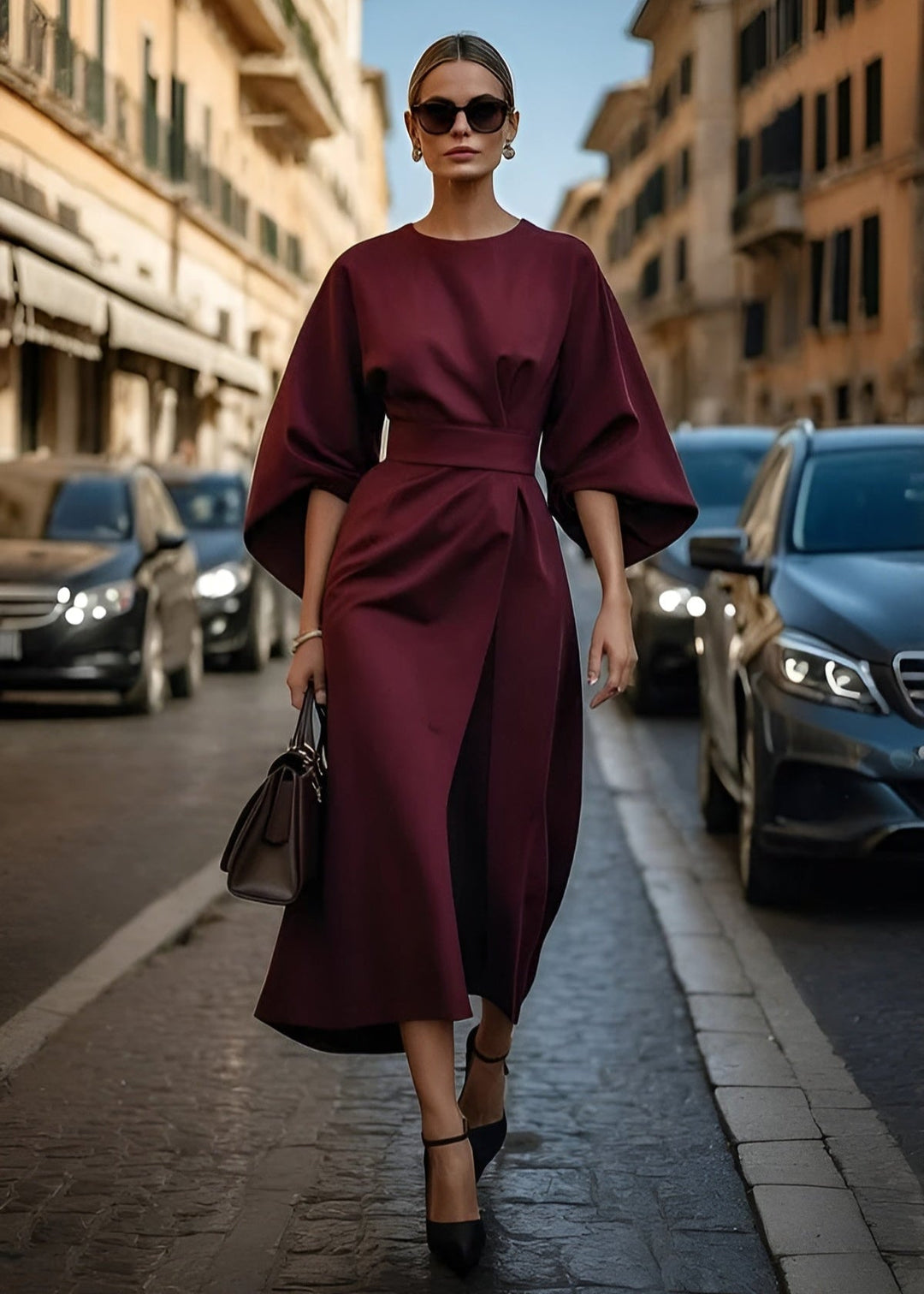 RHONDA - LUXURY SLEEVED FORMAL DRESS