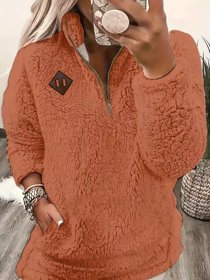 KORI - VELVET FEEL ZIP-UP SWEATER