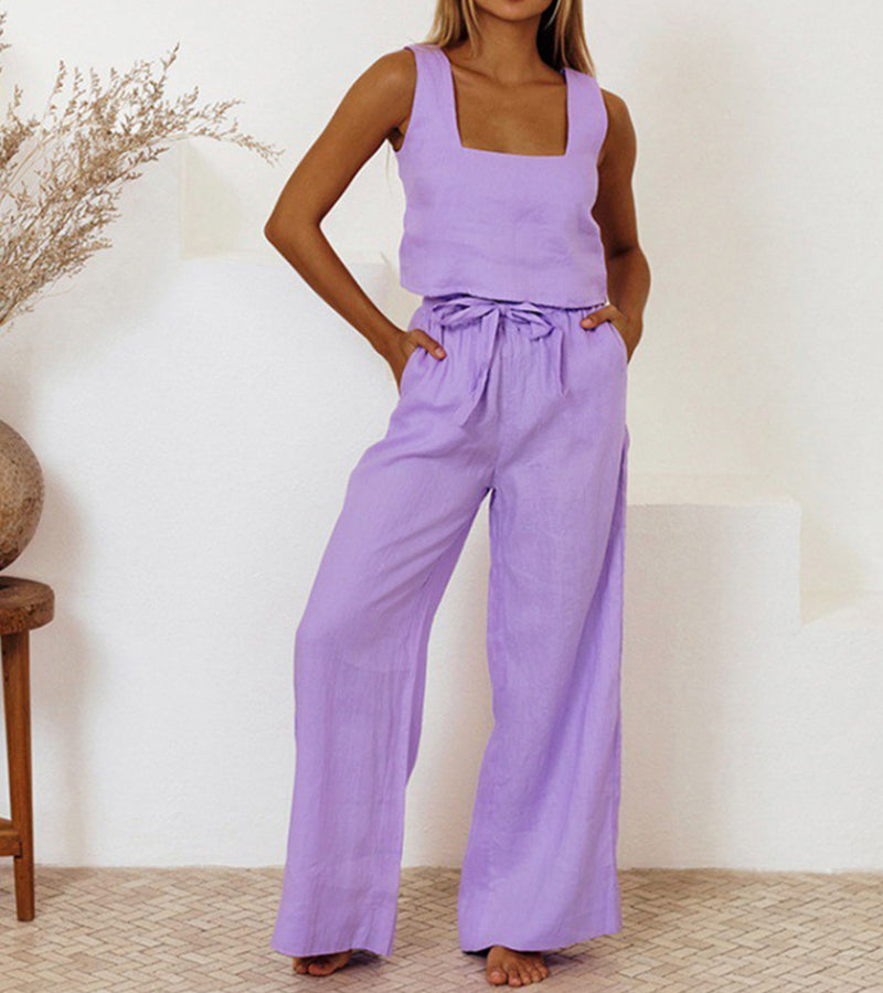 Evelyne | Luxe Minimalist Top & Wide-Leg Pants Set