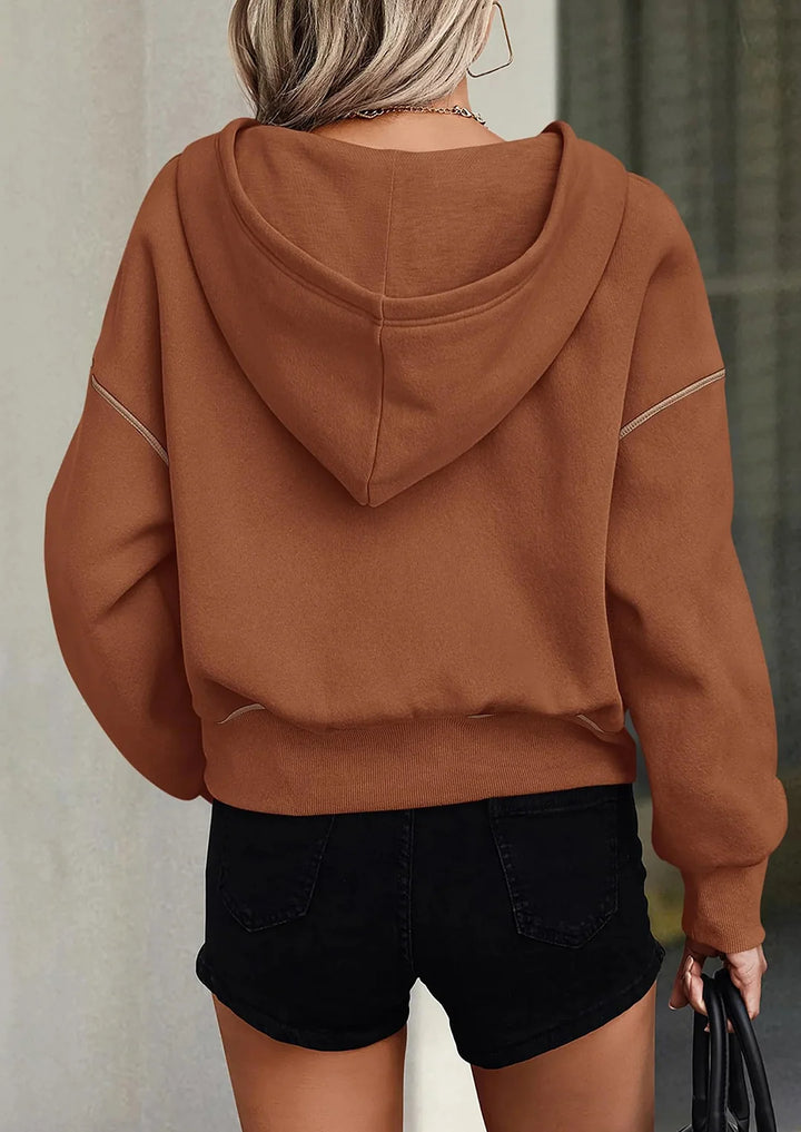 Jia | Women's Half Zip Cropped Hoodie